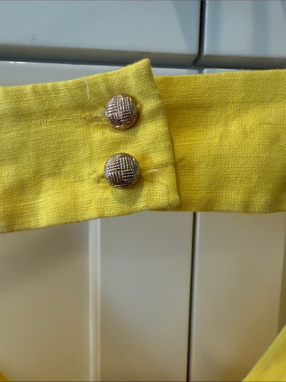 Banana Republic Factory Bright Yellow V-Neck Mini Dress Linen Blend 12 - Picture 4 of 7
